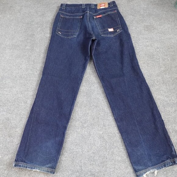 Ecko Mens Jeans 36 x 33 Blue Solid Vintage Y2K Baggy Embroidered 5 Pocket